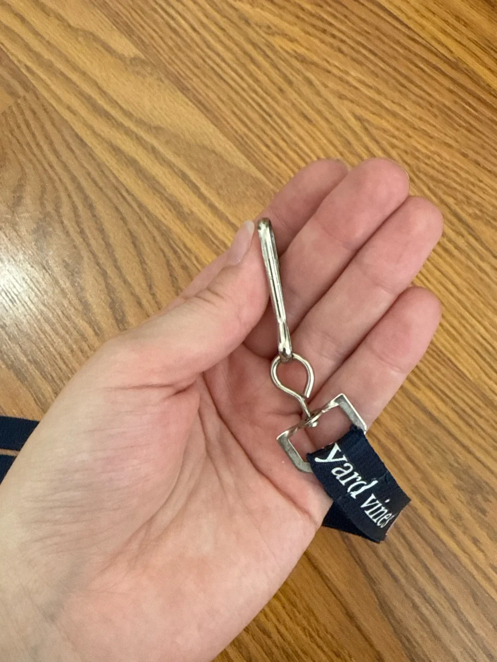 Navy Vineyard Vines Lanyard with White Logo, Pink Whales, Keys